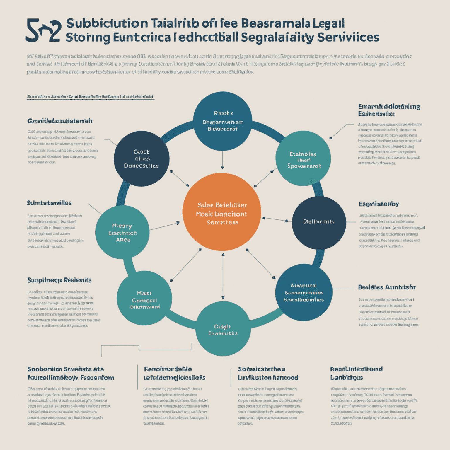 A diagram showing the benefits of subscription-based legal services, including cost predictability, ongoing relationships, and customization