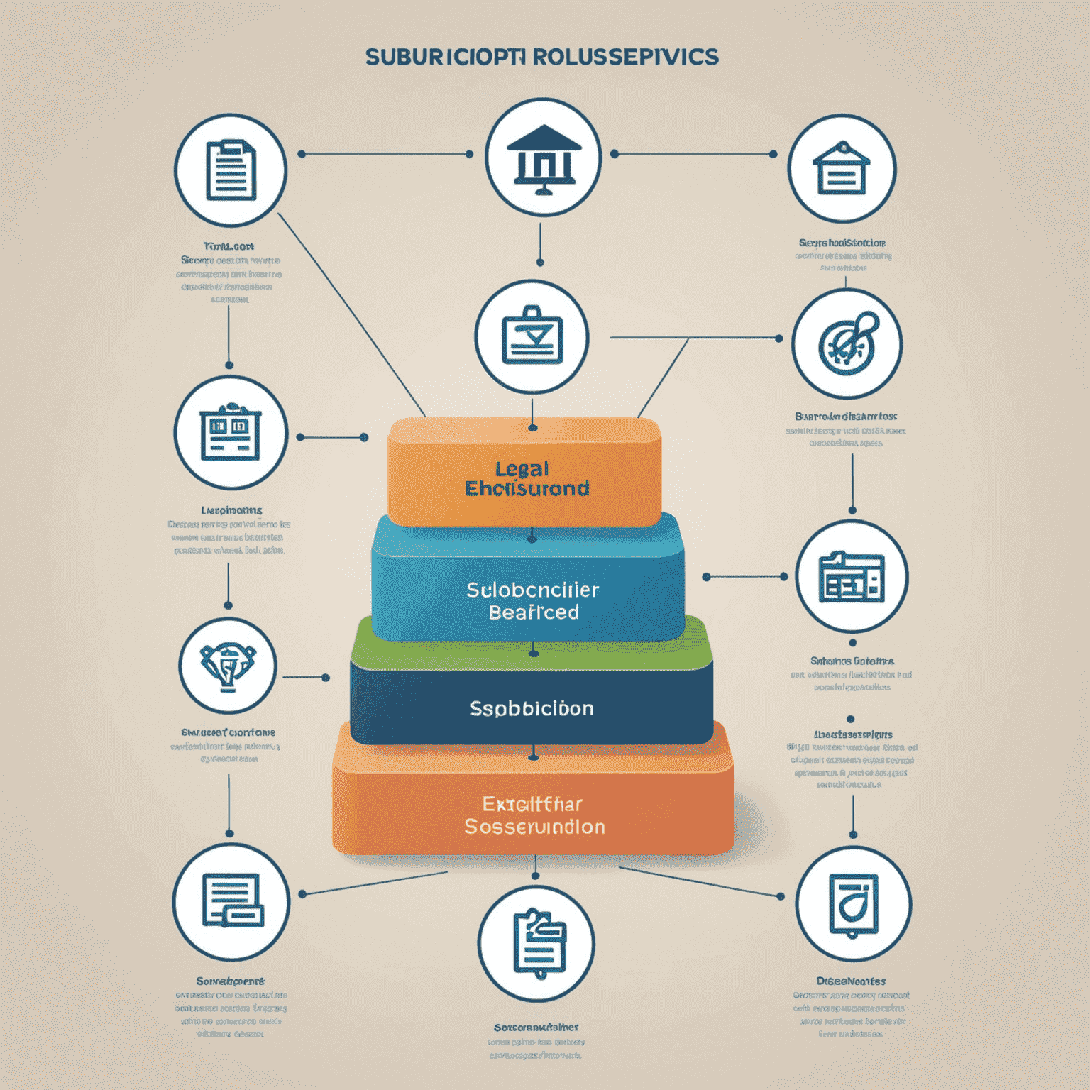 A diagram showing different tiers of subscription-based legal services, with icons representing various legal needs and corresponding price points